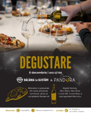 Crama Pandora & Băcănia La Gustări - Degustare 6 decembrie
